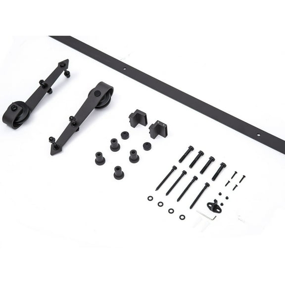 Online Gym Shop CB15657 Rustic Interior Sliding Barn Door Kit Hardware Set - Carbon Steel Arrow, Black - 6 ft.