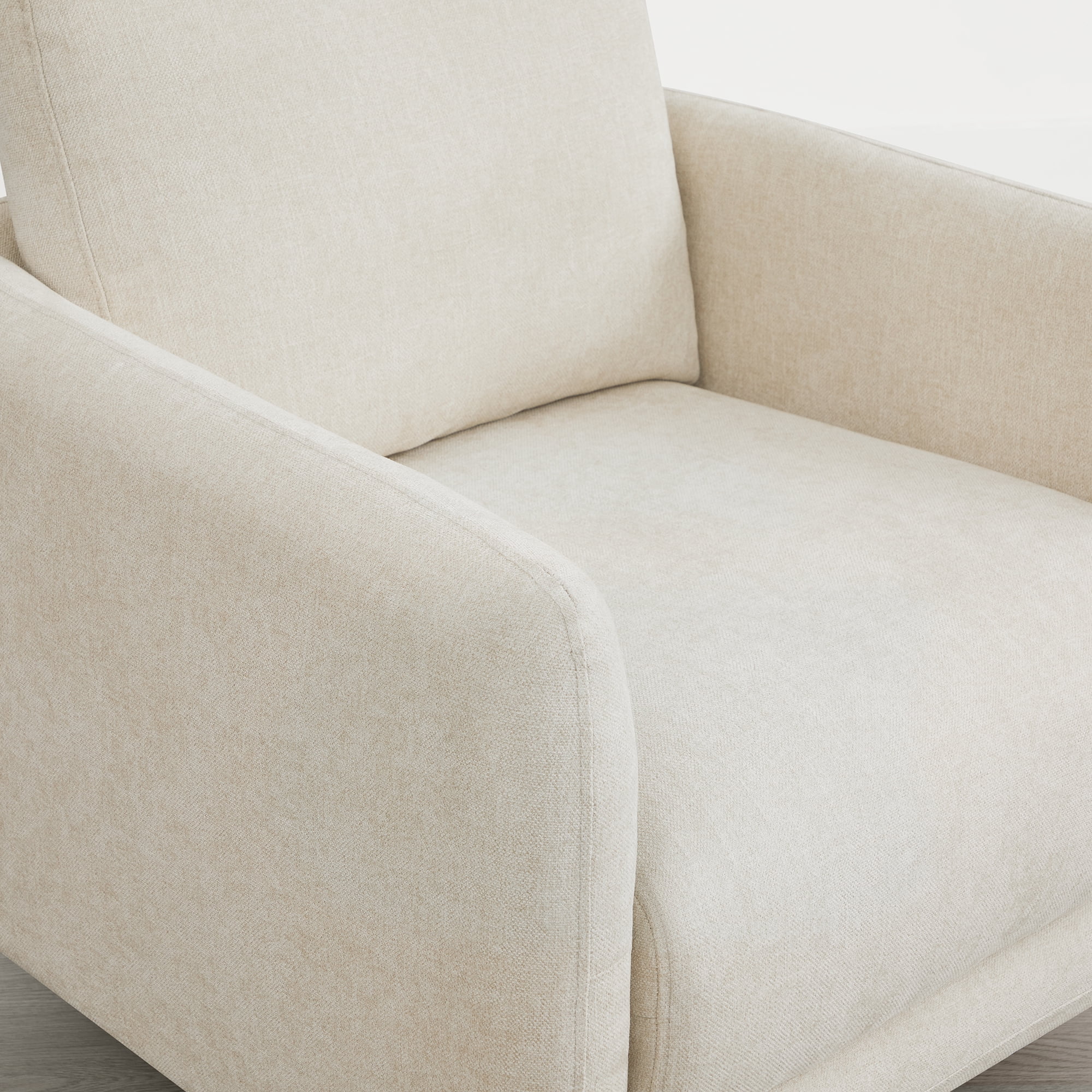 Spruce & Spring Upholstered Swivel Accent Chair with Back Cushion Single, Linen