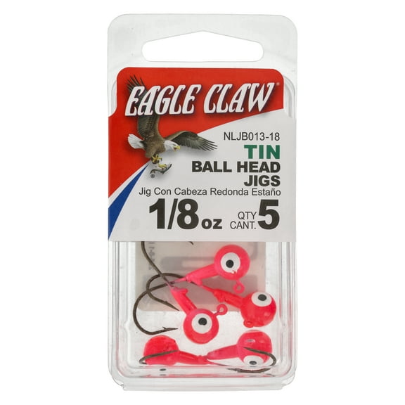 Eagle Claw Tin Ball Head Jig - Double eye - 5 pack - 1/8 oz - Pink