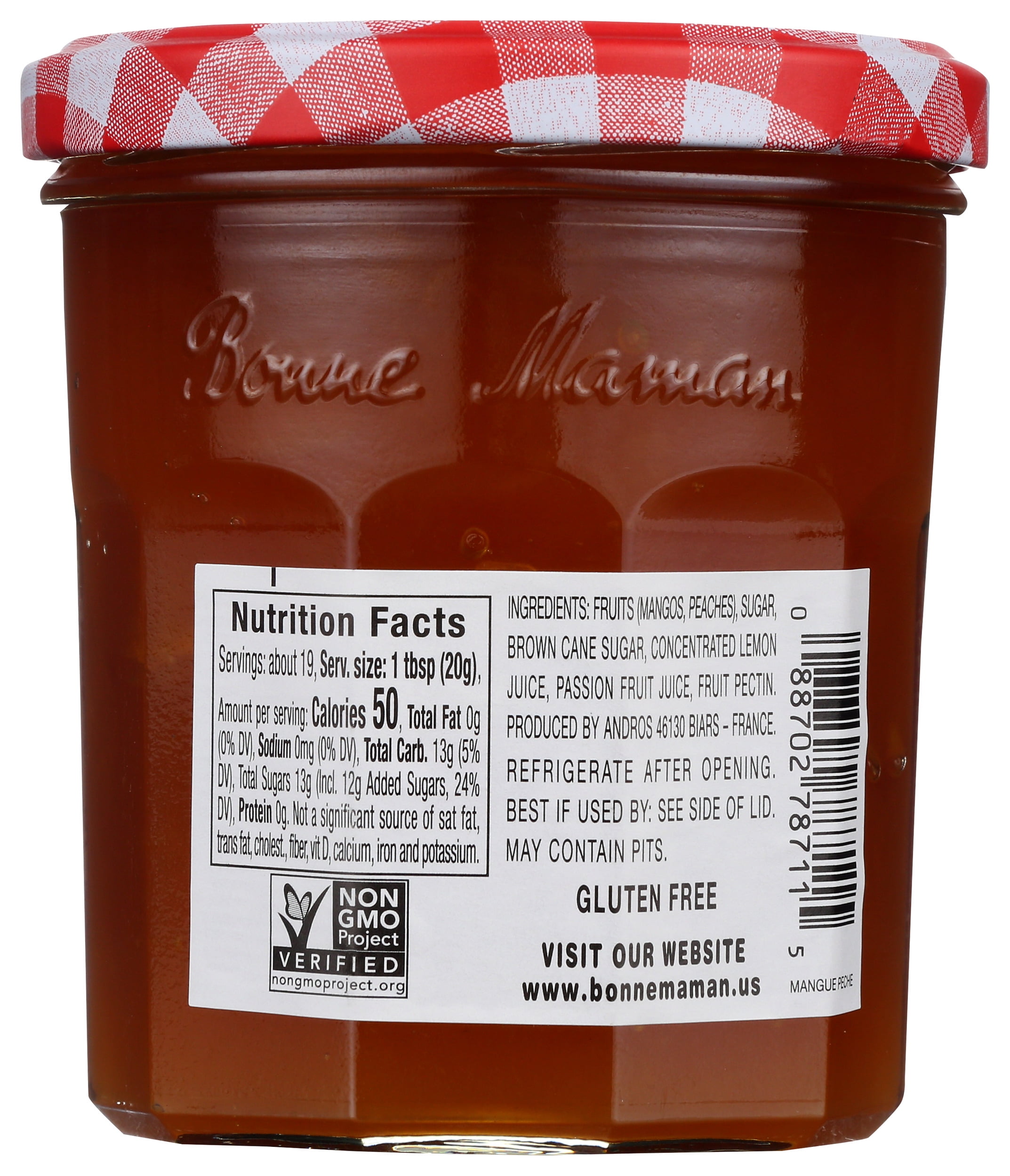 Pack of 6, Bonne Maman Mango-Peach Preserves, 13 oz