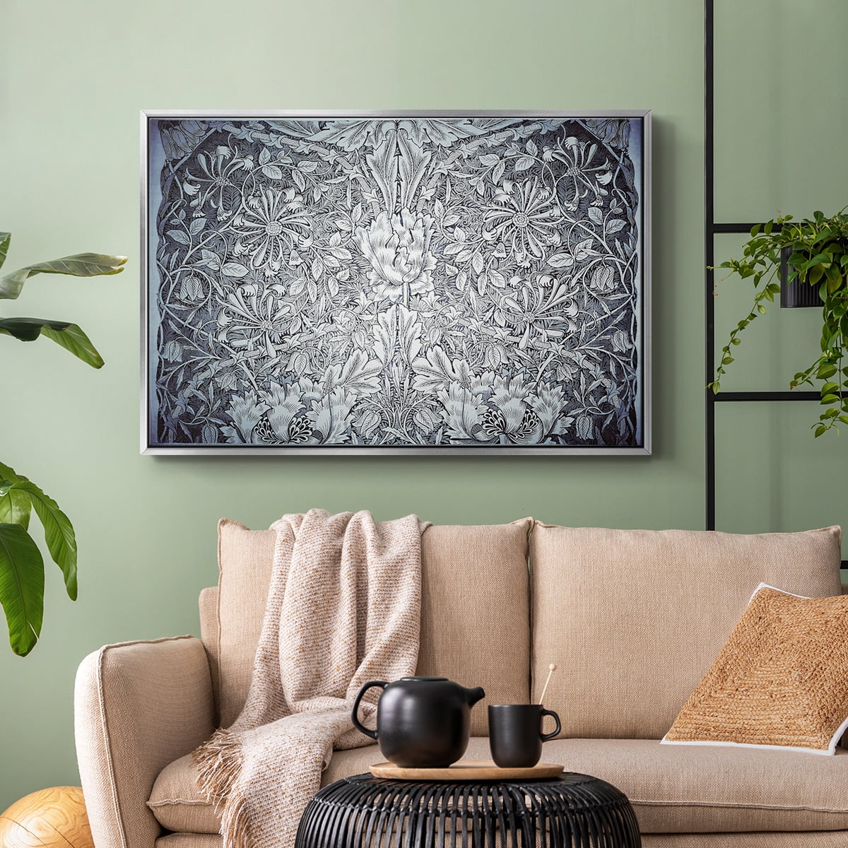 Vintage Abstract Print-LV Framed in Silver Wood Gallery Wrapped Canvas 27 in. x 41 in.