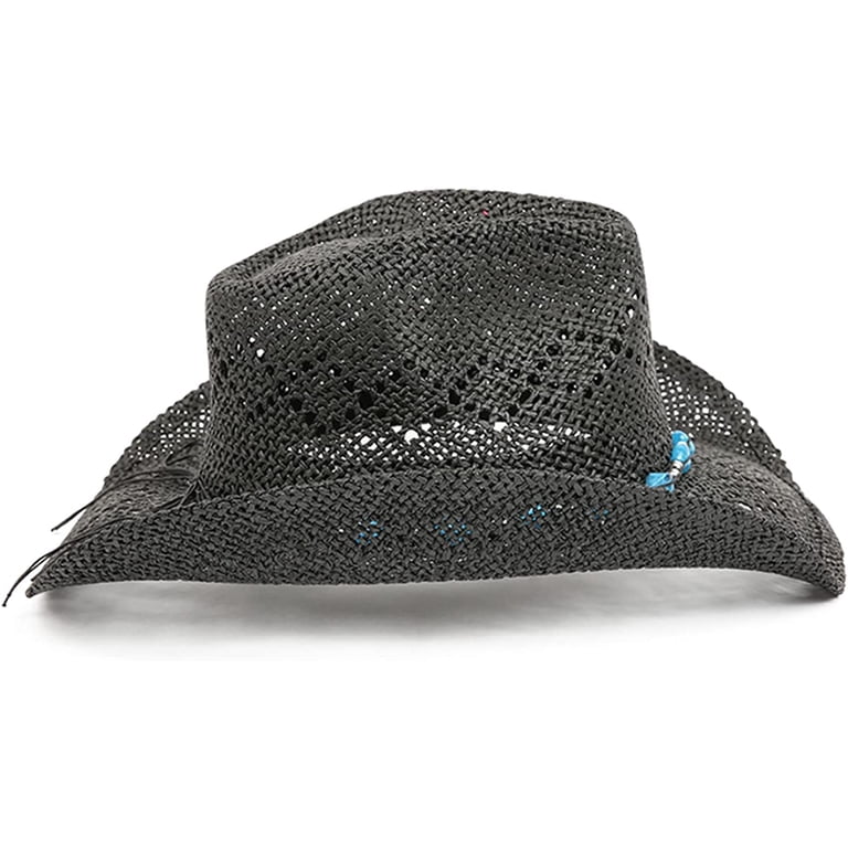 Straw Cowboy Hat for Women with Beaded Trim and Shapeable  display picture 2