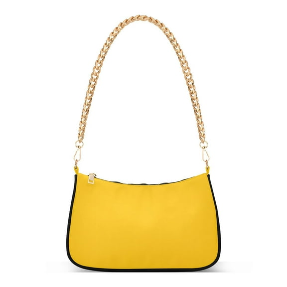 Ryvnso Solid Yellow Womens Chain Shoulder Bag Tote Handbags Clutch Hobo Purse with Zipper for Travel