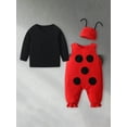 thumbnail image 4 of Gzhioc Infant Baby Boy Girl Halloween Animal Clothes Set 3 6 9 12 18 24 Months Bee/Ladybug Long Sleeve Tops + Print Overalls + Hat 3 Pcs Outfits, 4 of 9