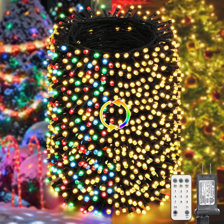 Lightshare 1000LED 328ft String Lights Warm White, 8 Modes 30V Plug in Fairy Lights with Remote Control for Home Garden Yard