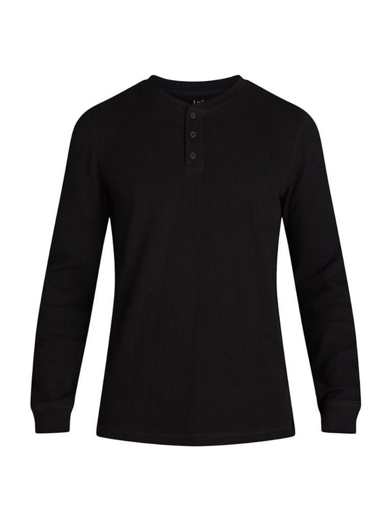 men's Thermal Henley Shirt - Long Sleeve Waffle Knit - Walmart.com