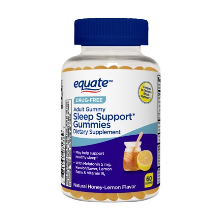 Equate Drug-Free Sleep Support* Gummies Dietary Supplement, Honey-Lemon, 60 count