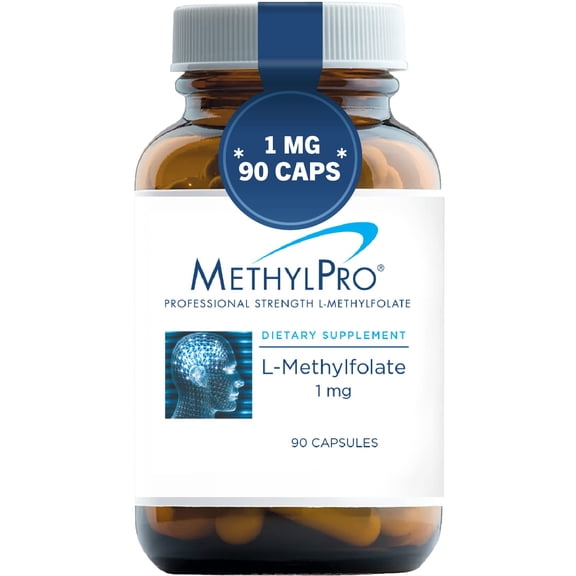 MethylPro 1mg L-Methylfolate - Professional Strength Active Methyl Folate Supplement for Brain Support, Balanced Mood   Immune Health - Gluten-Free with No Fillers (90 Capsules)