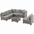 thumbnail image 3 of Howcool 7-Piece All-Weather Wicker Rattan Outdoor Patio Furniture Set,Modular Patio Conversation Furniture Set with Thick Cushions & Tempered Glass Table, 3 of 8