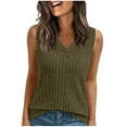 thumbnail image 2 of Womens Tank Tops Tank Toos Womens Tanktops Fashion Women's Casual Sleeveless Solid Ladies V-Neck Blouse Green XXL, 2 of 5
