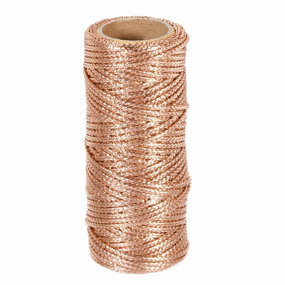 Uxcell 1.5mm Metallic String, 16 Ply Decorative Metallic Bakers Twine Thread Cord Rope for Gift Wrapping DIY Crafts Making Ornament Decor, Dark Rose Gold, 55Yards