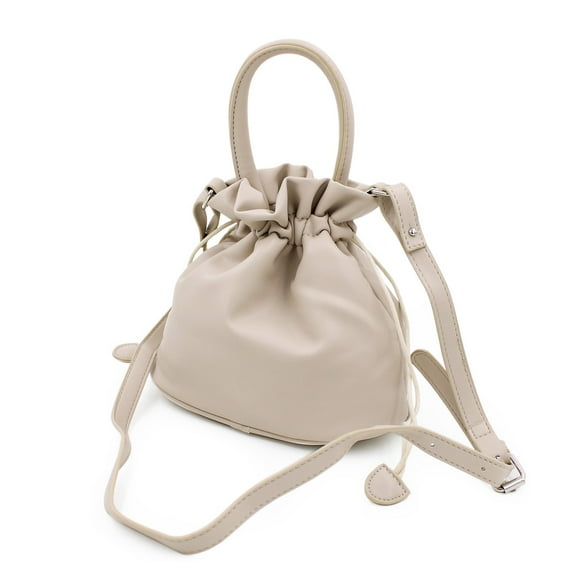 Premium Soft Vegan Leather Top Handle Bucket Bag Handbag Shoulder Crossbody