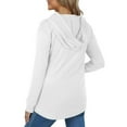 thumbnail image 5 of BXINGOHAI Women's V Neck Hoodies Long Sleeve Sweatshirt Drawstring Pullover Tops with Pocket White,2XL, 5 of 7