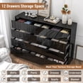 thumbnail image 4 of ChVans 12 Drawer Dresser for Bedroom, 63" Wide 41.3" Tall Modern High Gloss Dresser with Wood Chest of 12 Drawer Handle Free, Large Black Malm Dresser for Bedroom, Living Room, Entryway, Hallway, 4 of 8