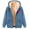 thumbnail image 3 of QATAINLAV Mother's Day Gifts Hoodies for Women Sherpa Lined Jacket Winter Fleece Warm Long Sleeve Coats Trendy Heart Graphic Zip Up Sweatshirt with Pockets Sky Blue XL, 3 of 5