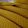 thumbnail image 5 of Chezmoi Collection Avon Diamond Geometric Solid Cotton Lightweight Quilt for All Seasons, 3-Piece Quilt Set, King, Mustard Yellow, 5 of 9