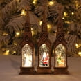 thumbnail image 2 of Bronze Water Filled Illuminated Church House Ornament Festival Atmospheres Lighting For Seasonal Celebration, 2 of 8