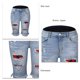 thumbnail image 3 of Pantalones cortos de verano de talle medio para mujer, pantalones cortos desgastados con cremallera y botones elásticos informales a la moda con bolsillos, 3 of 5