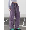 thumbnail image 4 of FEOYA Cargo Parachute Pants for Womens Quick-Dry Baggy Track Pants Waterproof Hiking Sweatpants Elastic Drawstring Outdoor Pants with Zipper Pockets Y2K Streetwear M, 4 of 7