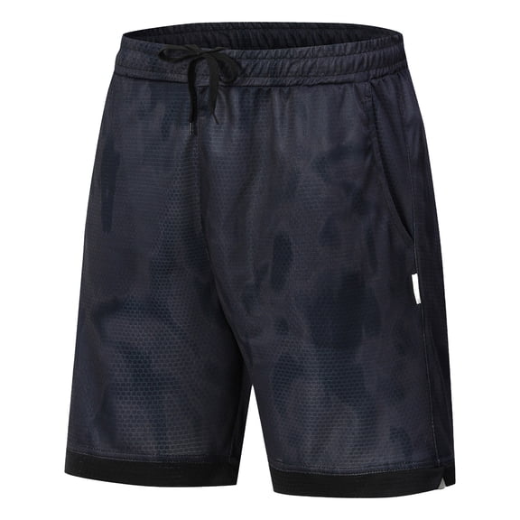 Ice Silk Shorts for Men Quick-Dry Summer Shorts for Men Stretch Breathable Athletic Shorts with Pockets Camo Print Black S