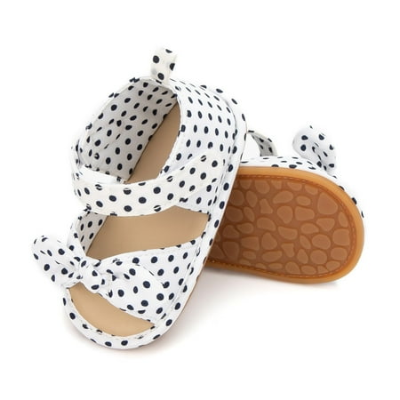 

TOWED22 Toddler Sandals Girls Open Toe Bowknot Dot Printed Shoes First Walkers Shoes Summer Toddler Baby Girl Sandals White