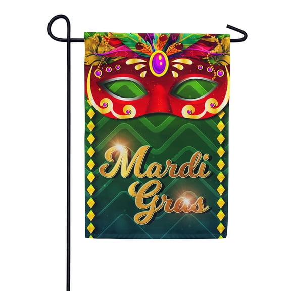 America Forever Flags Fat Tuesday Mask, Mardi Gras Garden Flag, Masquerade Masks Fleur De Lis Carnival 12.5 x 18 Inch Double Sided Seasonal Yard Outdoor Holiday Decorative Flag