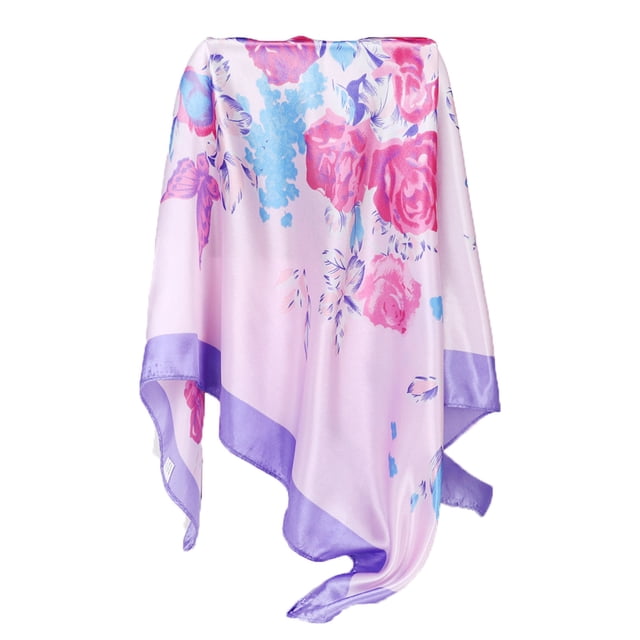 Bufandas Bufanda pequeña para mujer Bufanda de seda Literatura y temperamento Flores y pétalos Pañuelo para el cabello Bufanda decorativa para mujer