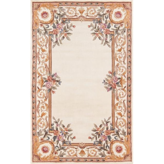 Momeni HARM2HAI-7IVY5080 5 x 8 ft. Harmony India Hand Tufted Transitional Rectangle Area Rug, Ivory