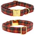 thumbnail image 3 of Collar para perro elegante con forma de cola pequeña roja a cuadros, ajustable M, 1 cm, 3 of 5