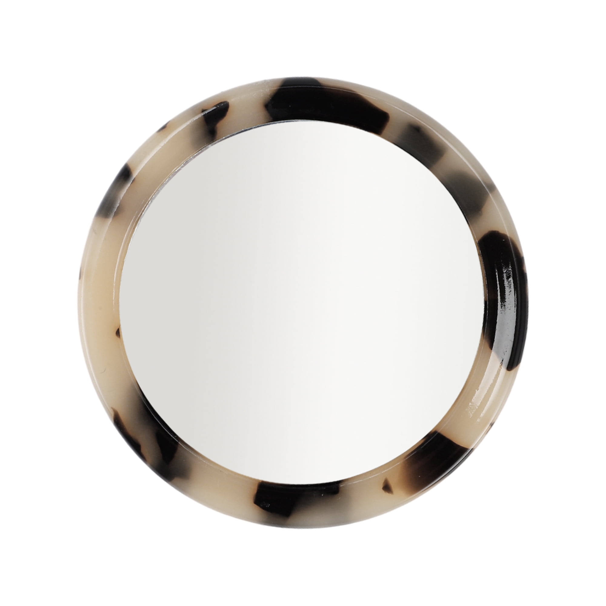 Unique Bargains 1Pc Round Handheld Makeup Mirror for Beauty Travel Black Beige