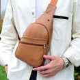thumbnail image 3 of PU Leather Crossbody Bag with USB Charging Port - Waterproof Chest Pack for Hiking & Business Trips, 3 of 6