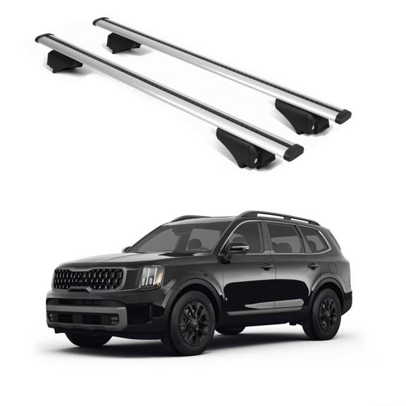 ERKUL Roof Rack Cross Bars for 2021-2025 Kia Sorento X-Line | Aluminum Crossbars with Anti Theft Lock for Rooftop | Compatible with Raised Rails - Silver