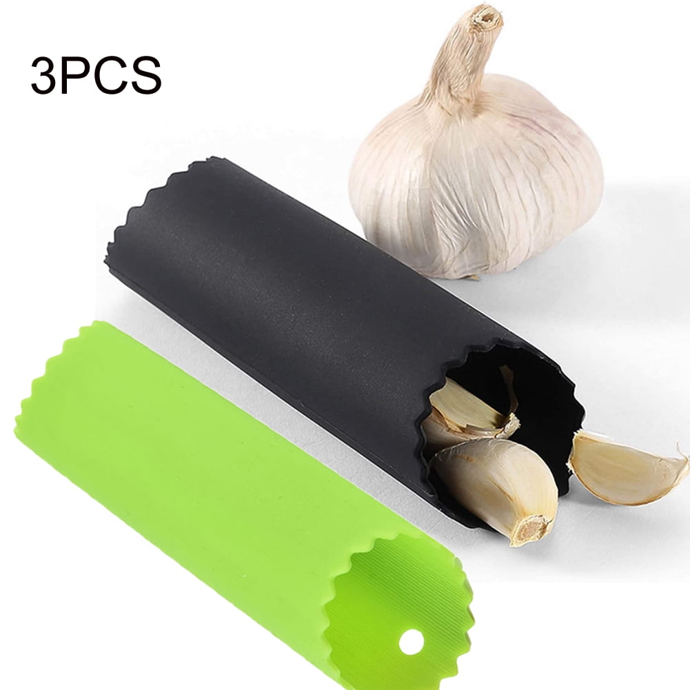 3 PCS Silicone Garlic Roller Peeling Tube Tool for Useful Kitchen Tools Silicone Garlic Peeler Black 