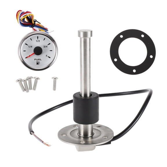 Unique Bargains Fuel Sending Unit and Gauge Kit Boat Fuel Sending Unit Marine Fuel Sender Unit Metal 5.51" 1 Set Silver Tone Black White 0-190 Ohm