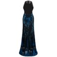 thumbnail image 5 of Angel-fashions Women's Halter Sequin Art Deco Column Sparkle Long Evening Gown Floor Length Sequin Wedding Evening Party Maxi Dress High Neck Bodycon Cocktail Bridal Gowns Formal Outfits Blue Medium, 5 of 7