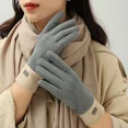 thumbnail image 2 of Women's Winter Gloves with Plush Insulation Cute Students' Cold Proof Touch Screen New Windproof Gloves for Cycling and Driving, 2 of 6