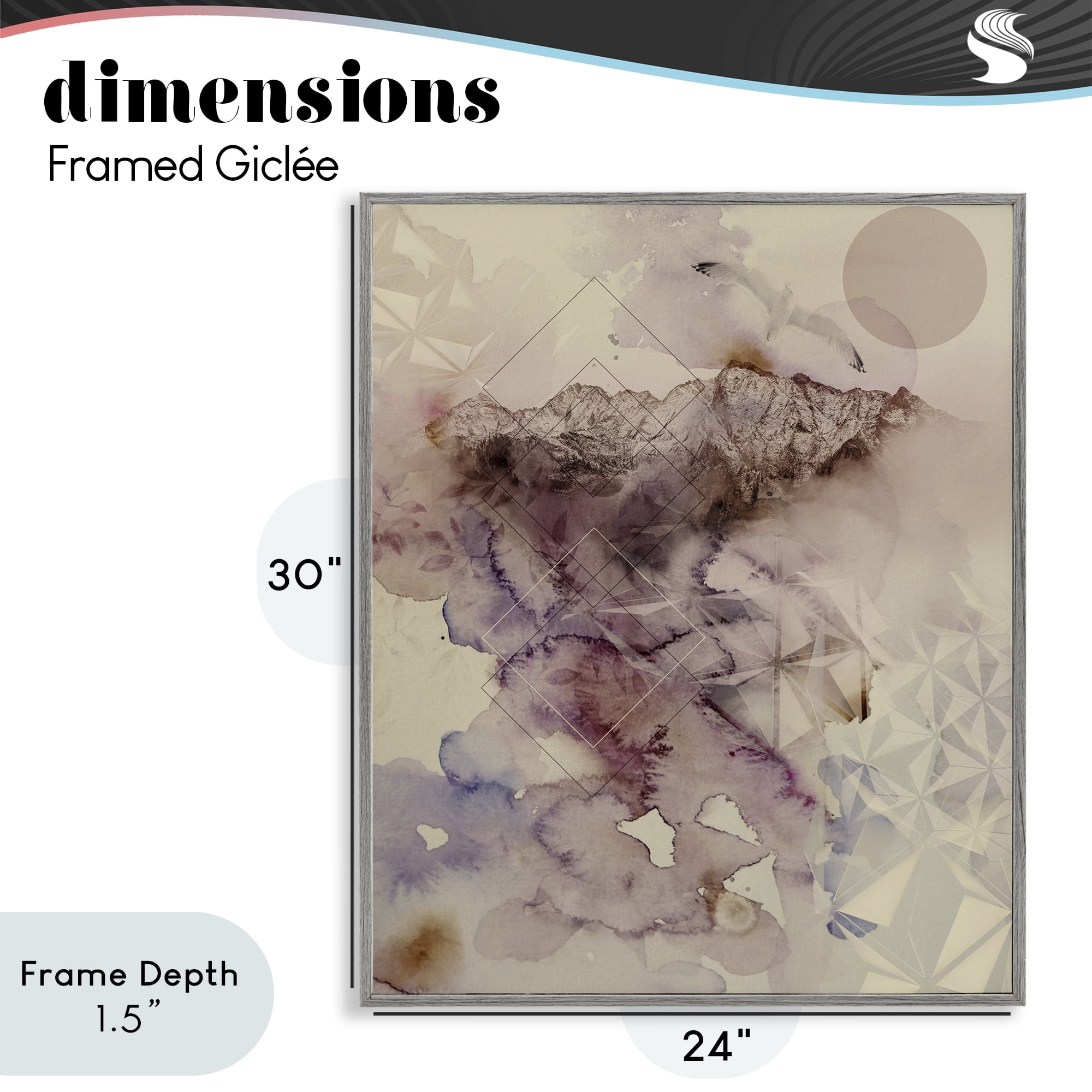 Stupell Industries Dust Abstract with Geometrics Gray Framed Giclee Art, design by Gemma Bardot