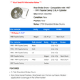 thumbnail image 2 of Rear Brake Drum - Compatible with 1987 - 1991 Toyota Camry 2.0L 4-Cylinder 1988 1989 1990, 2 of 2