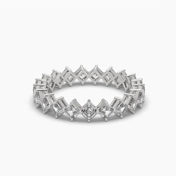 Emerald Cut Moissanite 18k Eternity Ring