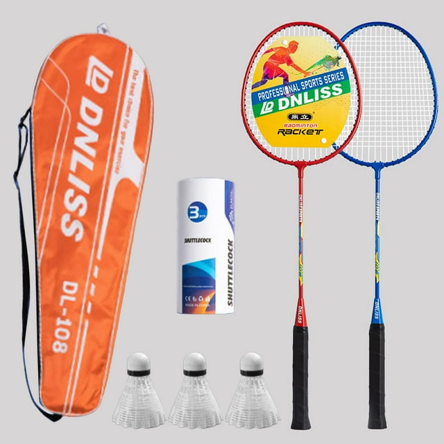 Baohd 2Pcs Badminton Racket Lightweight 2 Player Badminton Racquet for Adults Kids Without Bag Blue Red and Blue 3xShuttlecock 1xBag