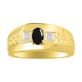 thumbnail image 1 of RYLOS Men's Rings 14K Yellow Gold Classic Nugget 6X4MM Oval Gemstone & Diamond Ring Cabochon Onyx October Birthstone Rings Size 10, 1 of 7