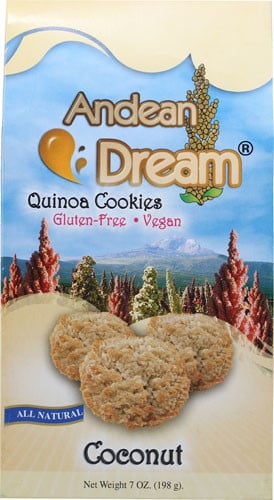 Andean Dream Gluten Free Quinoa Cookies Coconut 7 oz Vegan by Andean Dream LLC