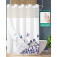 thumbnail image 2 of No Hook Shower Curtain with Snap in Liner, Purple Lavender Bird Butterfly Printing Hotel Shower Curtains for Bathroom, Washable Shower Curtain Liner Set with Mesh Top Window, 72"x72", 2 of 6