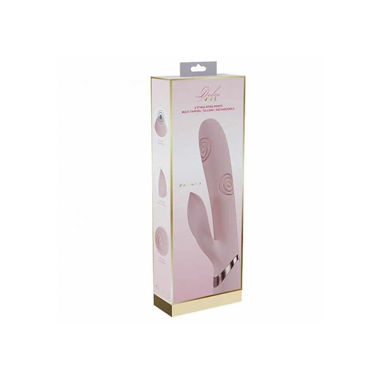Vive Fronda Rechargeable Silicone Triple Motor G-Spot VIbrating and Tapping  Leaf Clit Rabbit Vibrator, Pink