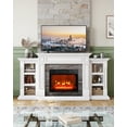 thumbnail image 4 of 70"L Fireplace Mantel with 23" Electric Fireplace and Bookshelves, Wooden Storage Freestanding Heater with Remote Control, White, 4 of 11