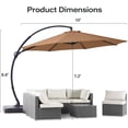 thumbnail image 4 of NIAIZEK 11 Multicolor Curved Cantilever Offset Hanging Patio Umbrella, with Base, 360° Rotation, 4 of 7