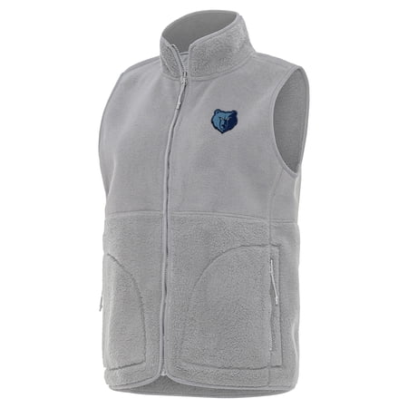 Women s Antigua Gray Memphis Grizzlies Nostalgic Full-Zip Vest