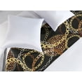 thumbnail image 2 of Vintage Bed Runner, Retro Fashion Themed Chain Look Circles and Leopard Print Motifs, Decorative Accent Bedding Scarf for Hotels Homes & Guest Rooms, Queen, Pale Brown Mustard and Black, by Ambesonne, 2 of 3