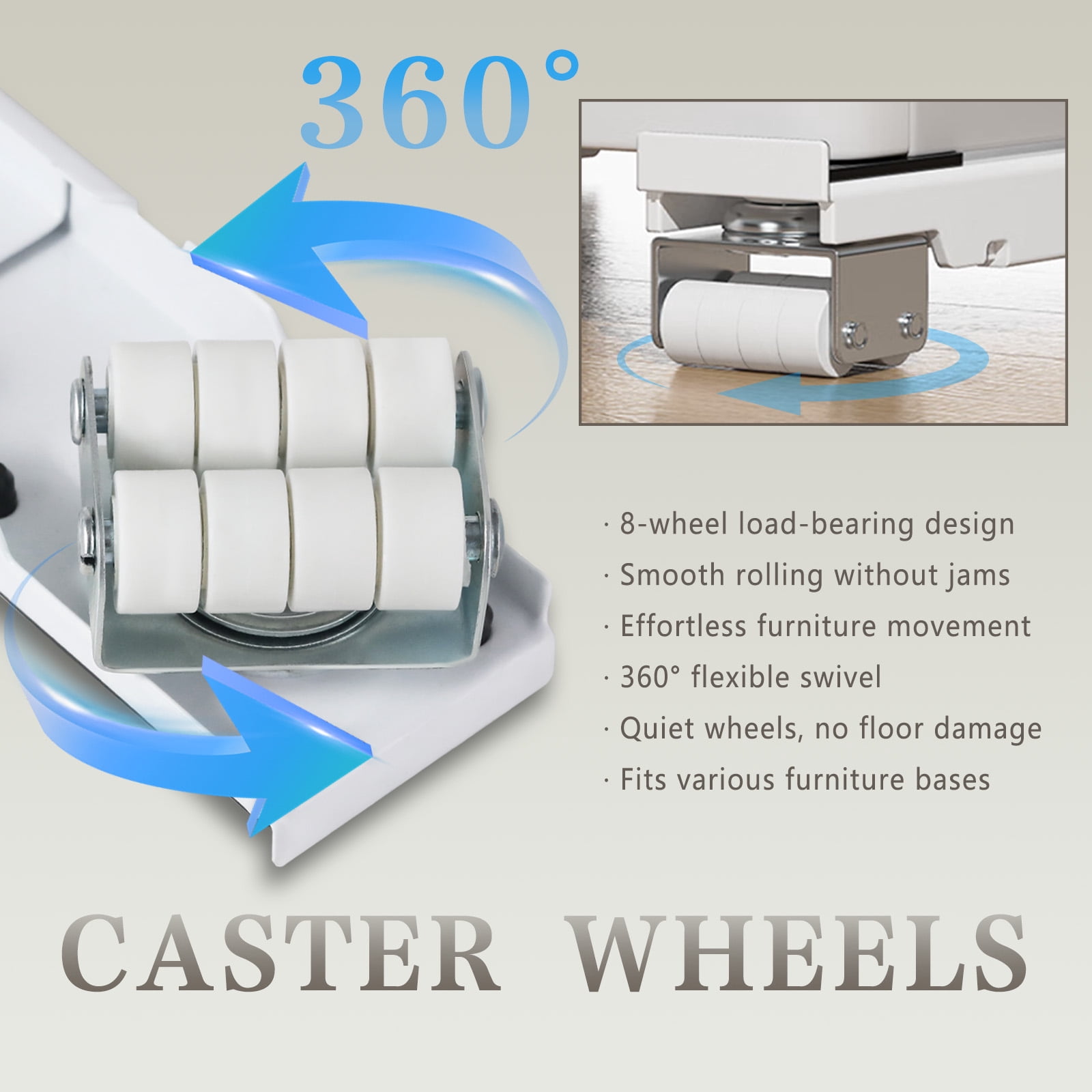 2BK Furniture Mover Tool 360 ratating,Furniture Moving Sliders,1700 lbs Maximum ,Adjustable Mobile Base for Washing Machines, Refrigerator Support Stand, Roller Dolly for Dryers, Dishwashers(White)