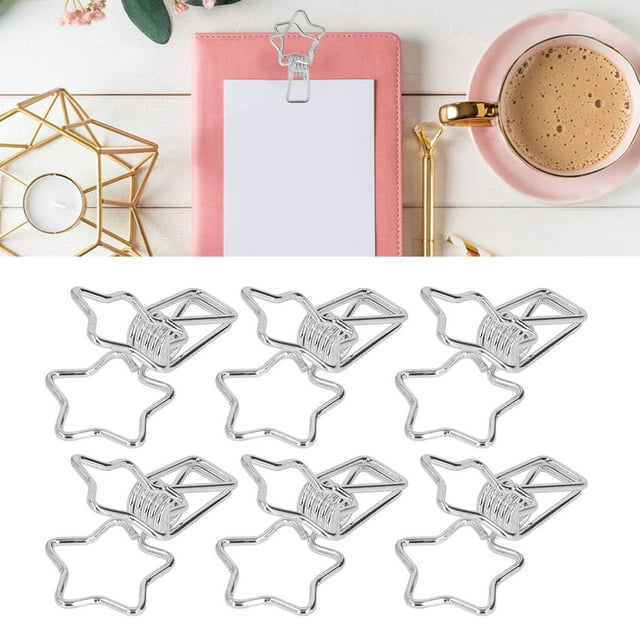 100 Uds Clips De Carpeta De Estrella Ahuecados Estilo De Dibujos Animados Sujeción Fuerte Clips De Papel Pequeños Resistentes Para Documentos Papeles De Ropa